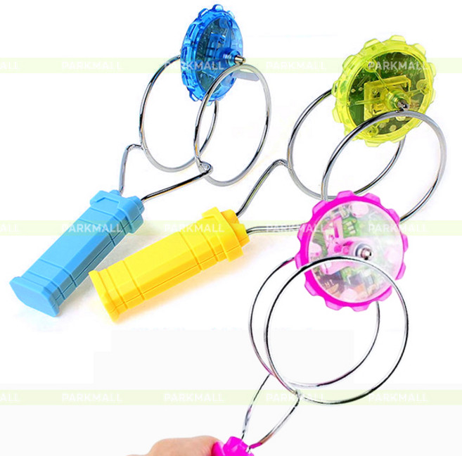 불빛 굴렁쇠 자석팽이 (자석회전 LED 불팽이 회전팽이 팽이놀이), 색랜덤 1개