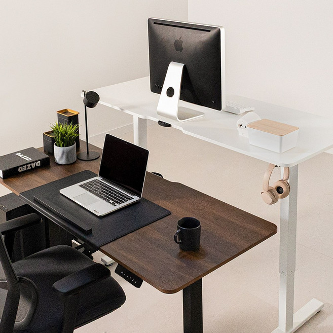 롱코 모션데스크 전동 높이조절 책상 싱글 슬림 플러스, 월넛