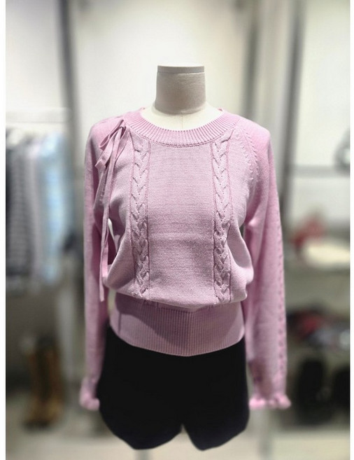 에고이스트 꽈배기 러플 리본포인트 니트 탑 ES1JK100 419586