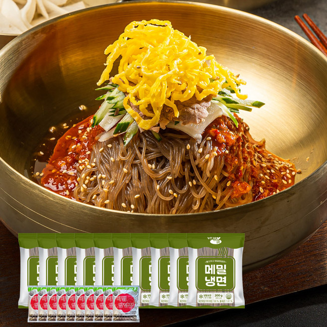 자연맘스토리 비빔 메밀냉면 10인분 1세트 (면1인분10개+비빔장10개), 200g, 1개