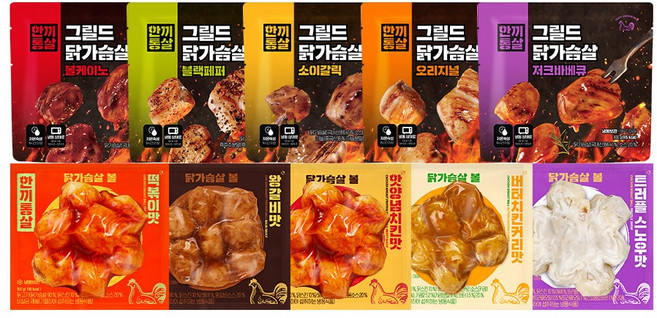 한끼통살 콕콕 10팩 세트 (그릴드5 + 닭가슴살볼5), 1개