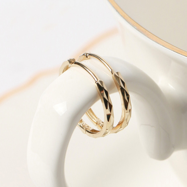 오로프 전체 14K 골드 디노 링 원터치 귀걸이 (1짝)