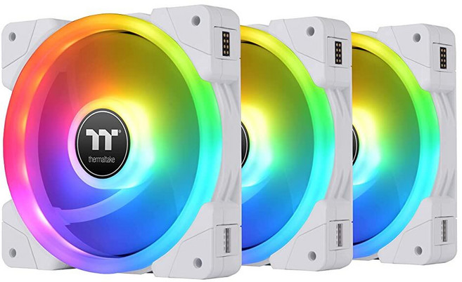 Thermaltake SWAFAN EX 12 ARGB PC 냉각 팬 3팬 pcak 500~2000 RPM 마그네틱 연결 양면 블레이드 MB RGB 소프트웨어와 동기화, 140mm, White