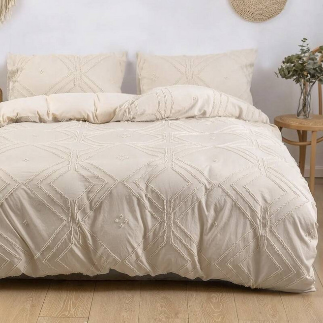 침대커버세트 패밀리 1인 누빔매트리스커버 방수 3Piece Jacquard British Quilt Cover Set 1 + 2 Pillowcases Without Fillin, 230x220cm, 그레이, 1개