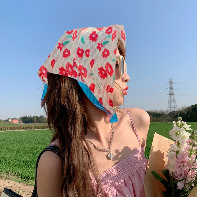 Simplearth 촌캉스 여성 두건 스카프