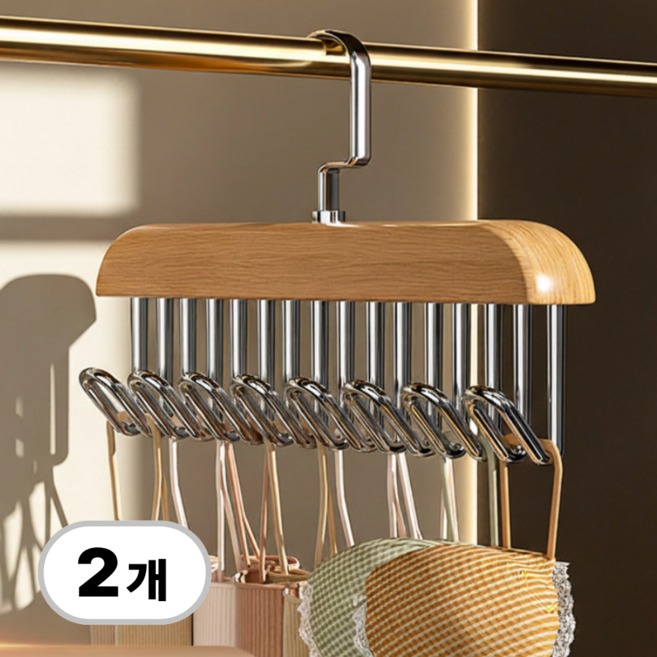 에키 스카프 행거 넥타이 벨트 걸이, 2개, 내추럴