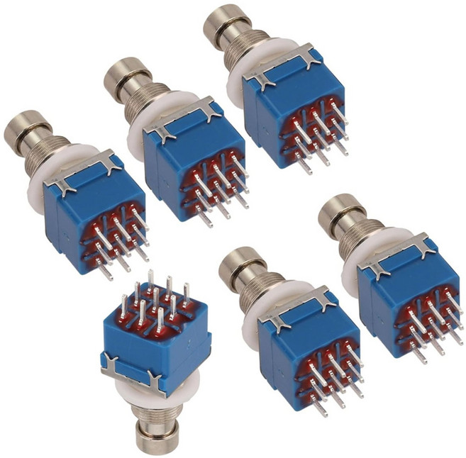 6PCS 기타 효과 페달 스위치 3PDT 풋 스위치 PCB 버튼 on-on 래칭 9 핀 True Bypass Blue