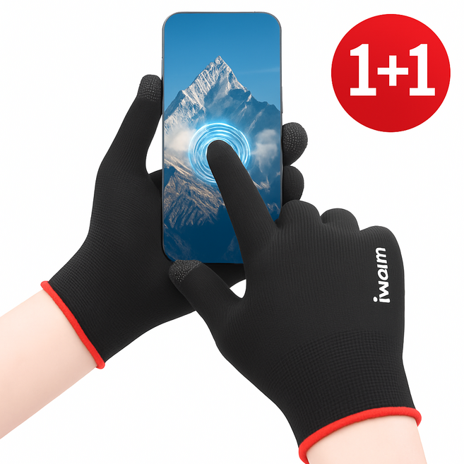 꿈보 초전도 스마트 터치 장갑 1+1, 블랙, 1개