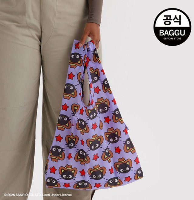 국내백화점 바쿠 에코백 BAGGU 스탠다드 초코캣 웨스턴 리유저블백 가방 보부상백 (BK파우치증정)