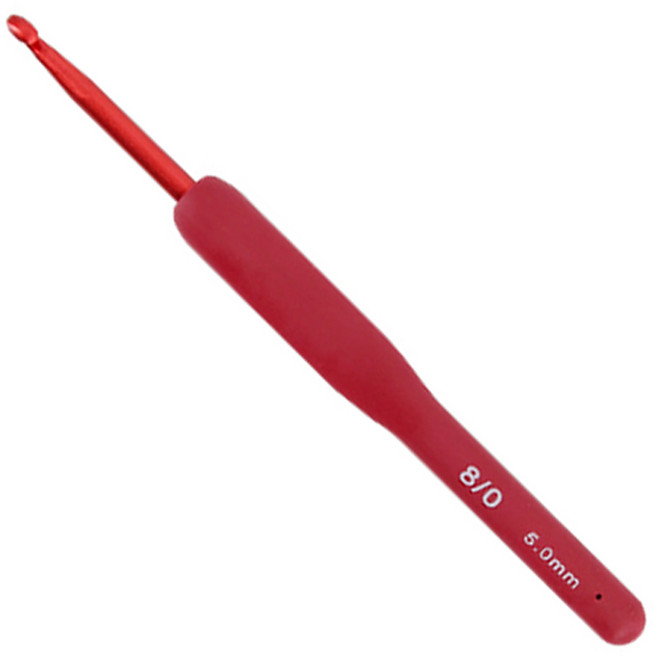 오키도키 고급형 레드 실리콘 코바늘, 레드 실리콘 코바늘 8/0호(5.0mm), 1개