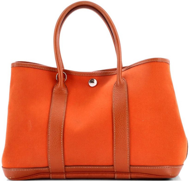 에르메스 중고 가든 파티 투알 앤 레더 30 토트 백