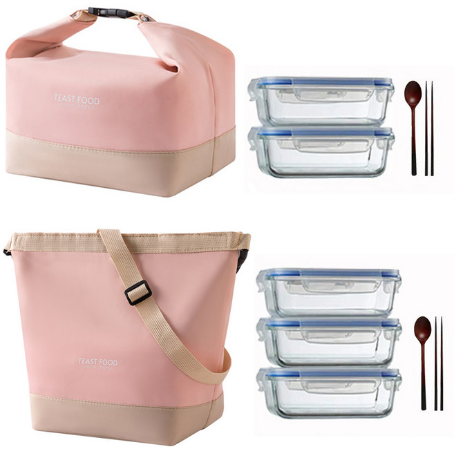 다이쓰음 보온보냉 피크닉 방수도시락가방, 핑크