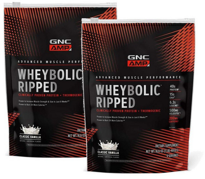 지엔씨 웨이볼릭 립드 프로틴 단백질 파우더 클래식 바닐라맛 GNC AMP Wheybolic Ripped, 2개, 469.8g