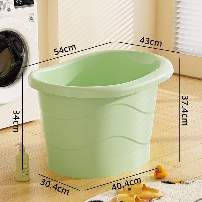 無品牌 嬰兒兒童泡澡游泳浴桶 寶寶家用浴盆 加厚全身沐浴浴缸, 萌新綠 全新料加厚 , 長54寬43高38 釐米