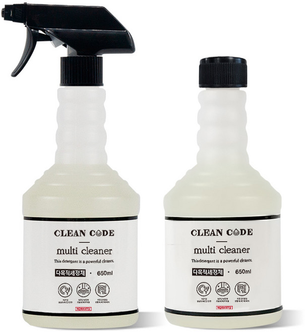 주방기름때제거 깜놀!!! 클린코드 다목적세정제 650ml 1+1 100%환불보장 주방후드청소 인덕션 후드 기름때 찌든때 제거, 2개