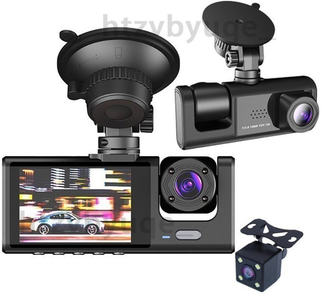 1080P高清行車記錄儀 夜視補光 高清錄製 移動偵測 循環錄像 F2.0光圈高清畫質, 車前錄+車內錄+車後錄像, 車前錄像,車內錄像,車後錄像, 32GB
