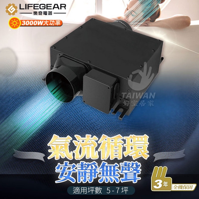 樂奇 吊隱式換氣扇 HEV-20G2 220V 排風扇 保固三年 大風量 噪音低 適用5-7坪, 可自行安裝
