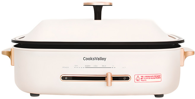 쿡스밸리 멀티쿠커 IT-6093C-H (아이보리) 세라믹코팅, (풀세트)본체+플랫+딥+그릴 플레이트