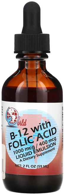 World B -12 With Folic Acid 2 fl oz 59 ml, World Organic, B-12, 엽산 함유, 59, 1개, 59ml - 쿠팡