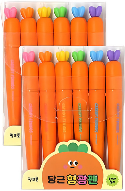 핑크풋 5000 당근 슬림 형광펜 6종 세트, PINK, ORANGE, YELLOW, GREEN, BLUE, PURPLE, 12개