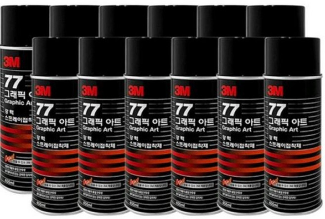 3M 77 스프레이접착제 강력 접착 455ml 1박스 12개입, 12개