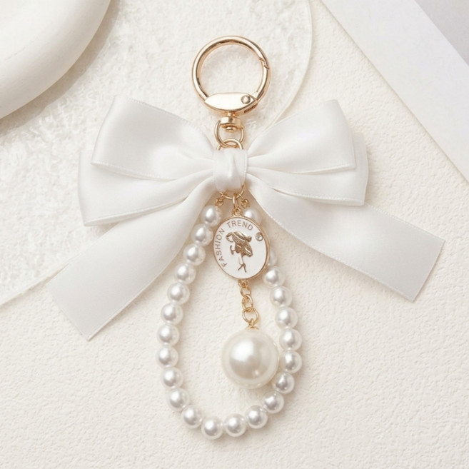 진주리본키링 가방 차키 발레코어 키홀더