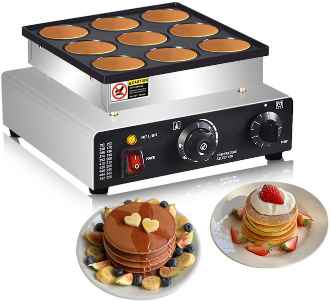 미니 팬케이크 메이커 기계 네덜란드 미니 팬케이크 철판 9 홀 76mm 직경 Dorayaki 베이커 기계 전기 Poffertjes, AU, 220V, 1개, 220V