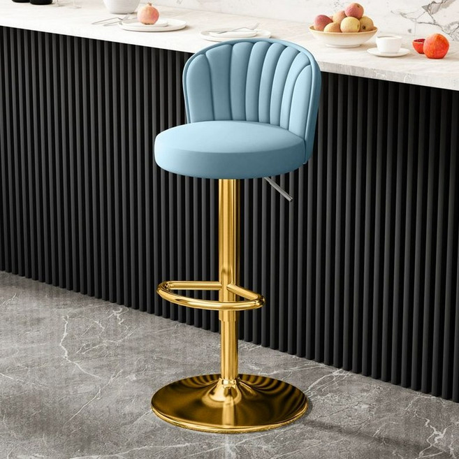 홈바의자 아일랜드의자 의자 홈바 홈바체어 바테이블의자 아일랜드식탁의자추천, 1개, 27.셸 파란색-티타늄 고바 의자 38cm