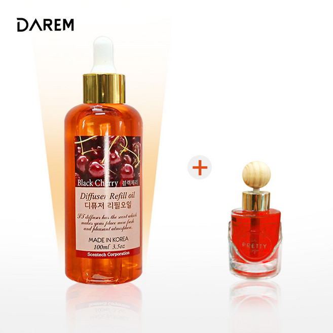 센텍 프리티 송풍구 디퓨저 + 리필100ml 차향수, 블랙체리 + 리필체리, 1세트