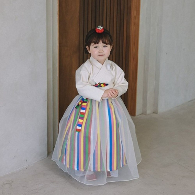 설빔 리카 여아 색동 드레스한복 개량한복 생활한복