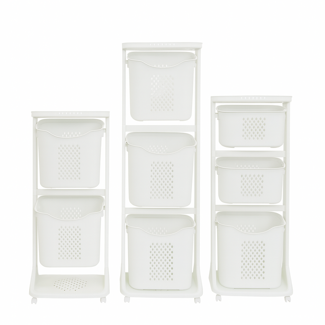 모던 3단 빨래바구니, 대형 2단