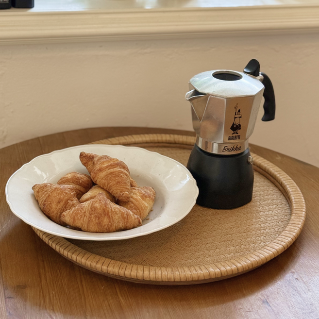 도르리 라탄 원형 트레이 받침대 쟁반 우드 홈카페 인테리어 소품, 1개