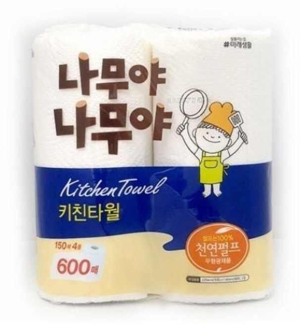 해피딜 2겹 키친타올 150매X4롤 무형광 주방용 기름받침 행주대용, 1매입, 1개