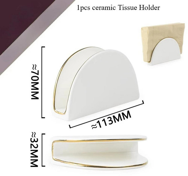 가정용 업소용 고급 냅킨홀더 인테리어 식탁용 세라믹 티슈 홀더 레스토랑 호텔 및 파티용 냅킨 랙 골드 명함 케이스, 1)paper holder, 1개