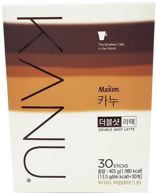 원하프카누(더블샷라떼) 405G(30T)/동서, 13.5g, 30개입, 1개
