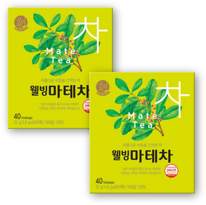 우리차 웰빙마테차 티백, 800mg, 40개입, 2개