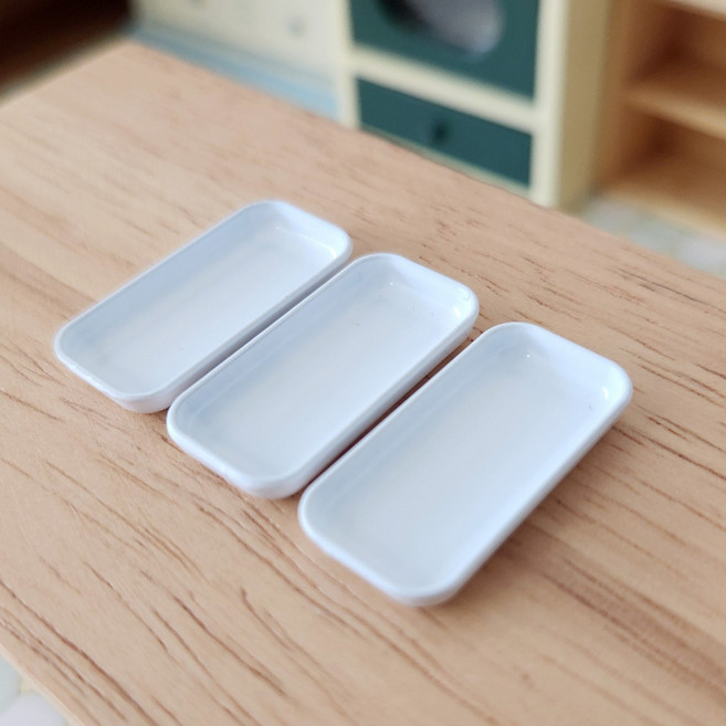 미니어쳐화이트직각트레이3p 인형집꾸미기소품 접시 소품정리받침, 1개