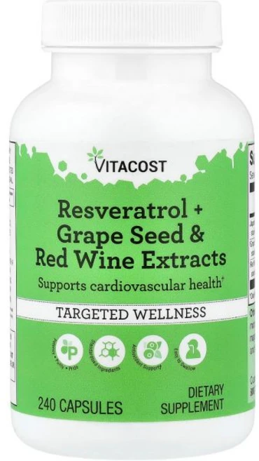 Vitacost Resveratrol + Grape Seed & Red Wine Extracts -- 240 Capsules, Vitacost Resveratrol + Grape S - 쿠팡