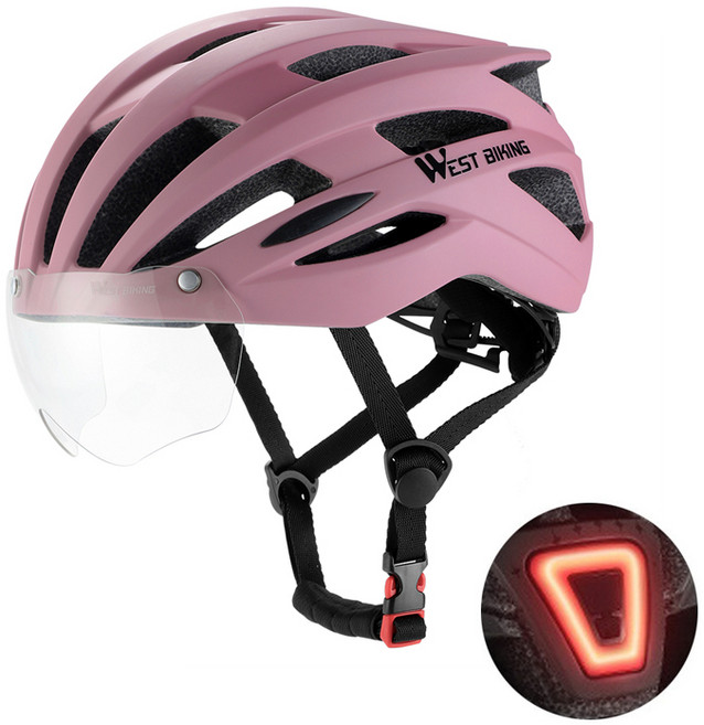 시그니처베이지 자전거 헬멧 전기 전동 킥보드 고글 후미등 YPZ810, 핑크, 1개