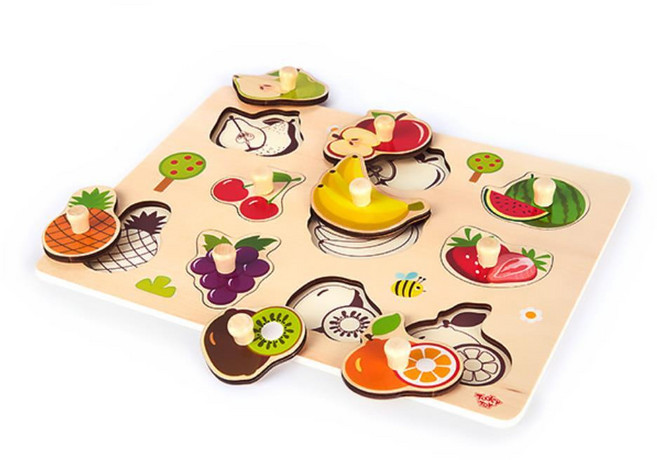 어린이집 소근육발달 원목교구 과일모양 꼭지퍼즐 소근육장난감, 1개