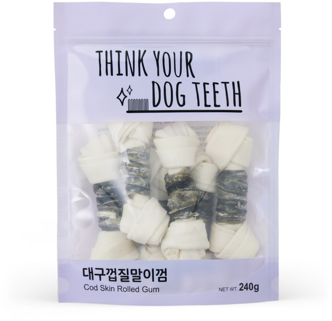 딩고껌 Think your dog teeth 대구껍질말이딩고 우유껌 스틱 6P(240g) 강아지 치석 제거 개껌, 대구껍질말이, 240g, 1개