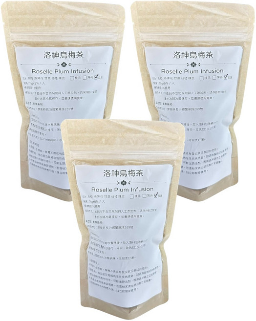 繁華藥局 漢方洛神玫瑰烏梅酸梅原料包, 75g, 3個, 1個裝