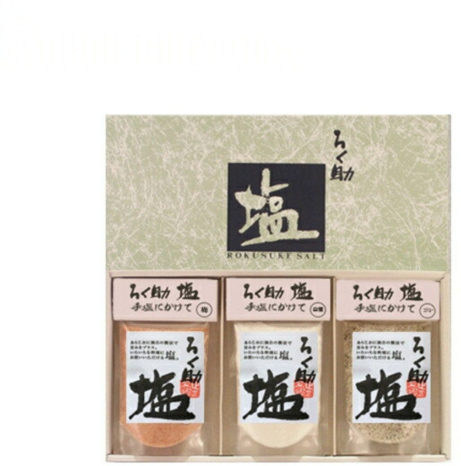 로쿠스케 소금 일본 다시마 백염 150g 3개 세트, 3개 (백염 코쇼 매화)