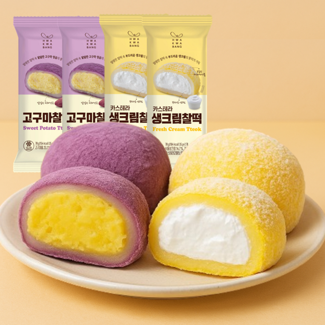 화과방 카스텔라 생크림 찰떡 2 + 고구마 찰떡2, 1개