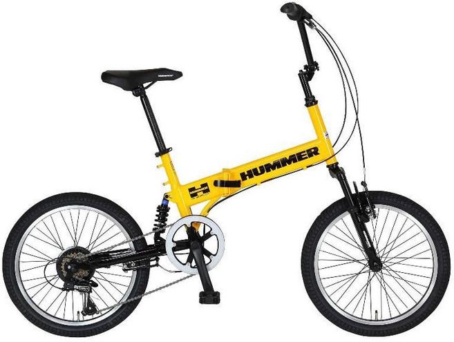 험머 HUMMER 20인치 접이식 자전거 W 서스펜션 시마노 6단 기어 63271, 옐로우, 1개
