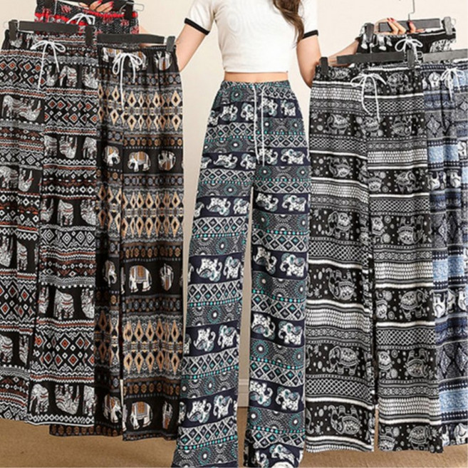 밴딩 코끼리 여자홈웨어 패턴 휴양지 어른잠옷 팬츠 여자잠옷 여자홈웨어바지 파자마바지 쿨 중년홈웨어