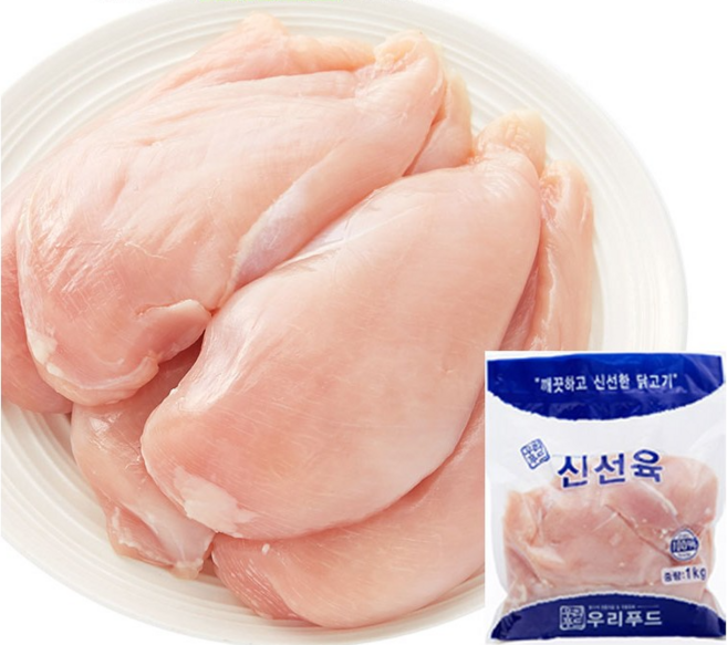 우리푸드 국내산 냉장 닭가슴살 1kg, 5kg, 1개