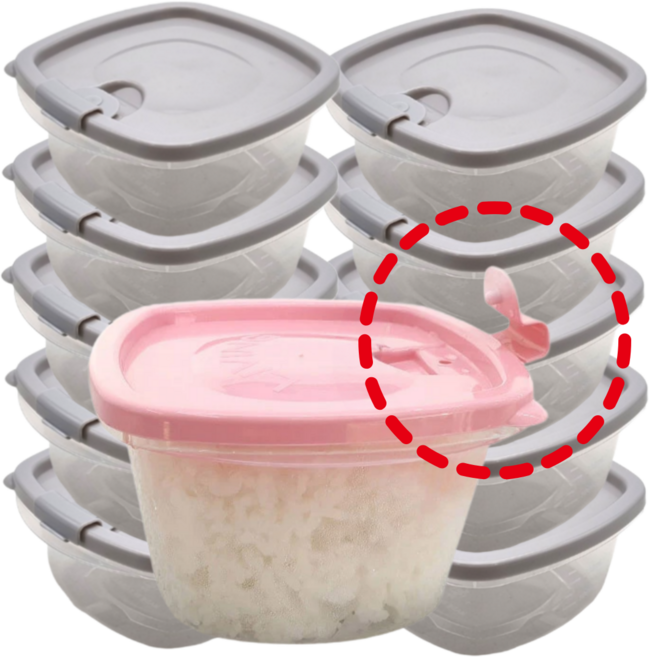 [오늘출발]행복포유 국산생산 전자렌지용 냉동밥 보관 용기 350ml, 6개, 그레이