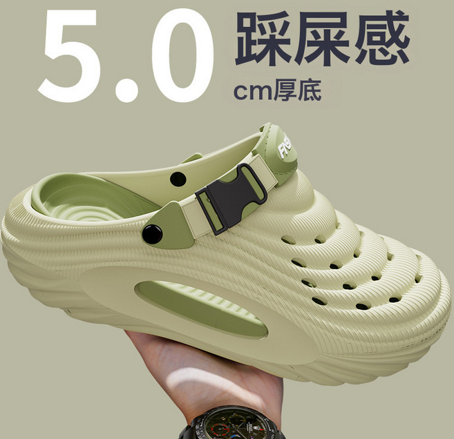 情侶拖鞋居家高級感厚底洞洞鞋女款防滑eva包頭踩屎感涼鞋男夏季