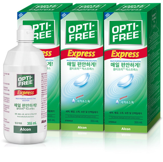 옵티프리 익스프레스 렌즈세정액, 355ml, 3개